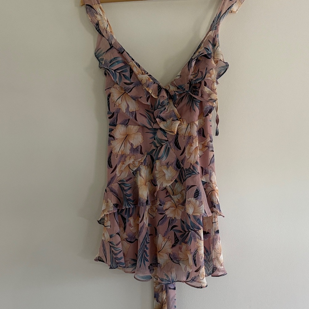 Windsor Floral Ruffle Mini Dress - Purple and Cream